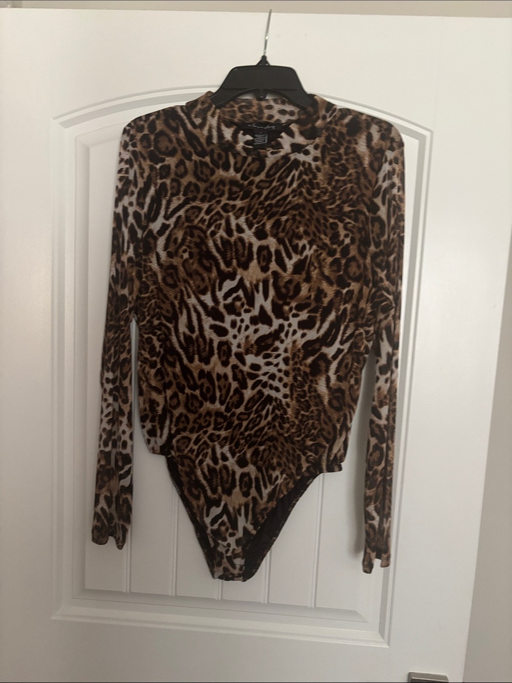 Wild Leopard Print Long Sleeve Bodysuit - Brown/Black